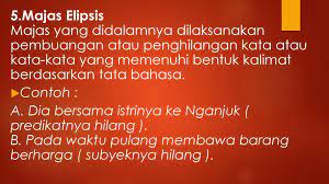 Definisi majas elipsis adalah suatu ungkapan dengan gaya bahasa dalam suatu kalimat atau wacana yang pada penerapannya menghilangkan salah satu unsur dalam wacana atau kalimat. Majas Pertautan Delia Lestari Ppt Download