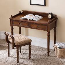 249 99 Rustic Vintage Wood Office Writing Desk Small Study Table With 2 Drawers In Walnut Finish Study Table Study Room Decor Study Table Designs