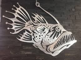 Angler Fish Metal Wall Art Home Decor Garden Aluminum Metal Metal Fish Wall Art Fish Art Fish Wall Art