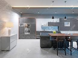 We may make 💰 from these links. Modern Kitchen Design With A Long Center Island And Bar Table Stock Photo Picture And Royalty Free Image Image 113849743