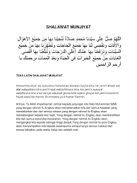 Mengharapkan keselamatan nabi muhammad dan keselamatan diri sendiri. Shalawat Munjiyat
