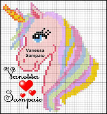 Unicornio Rosa Tricot Licorne Creations Disney Au Point De Croix Point De Croix