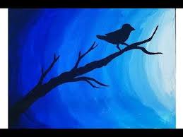 Easy Poster Color Painting On Canvas Bird In Moonlight Postercolor Painting Youtube Poster Color Painting Easy Canvas Painting Acrylic Painting Canvas
