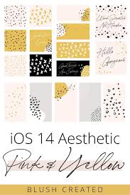 Ios 14 Aesthetic Pink Yellow Iphone App Icons Widget Images Blush Created App Icon Pastel Notebook Yellow Iphone