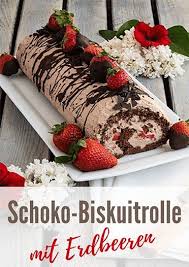 Schoko Biskuitrolle Mit Erdbeeren Kuchenmomente Rezept Erdbeer Biskuitrolle Kuchen Und Torten Rezepte Biskuitrolle