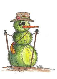 Shop southwest christmas greeting cards from cafepress. Cactus Snowman Card Snowman Christmas Cards Christmas Paintings Christmas Card Art