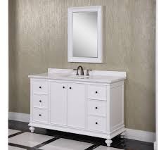 A framed bathroom mirror adds a decorative element to your room, but keep in mind, it will minimize the mirror's reflective surface area. Accos 60 Inch White Finish Bathroom Vanity Cabinet With Framed Mirror