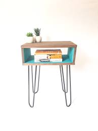 Industrial Hairpin Nightstand Bed Side Table Mid Century Etsy Modern Side Table Mid Century Modern Side Table Small Nightstand