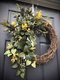 Spring Wreaths Forsythia Wreaths Yellow Forsythia Door Wreath For Spring Gift For Her Housewarming Spring Door Decor Yellow Wreaths Spring Wreath Yellow Wreath Door Decorations