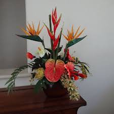Bird Of Paradise Silk Flower Arrangement Tropical Silk Floral Arrangement Bird Of Paradise Arrangement Hibiscus Arrangement Floral Arrangements Diy Tropical Floral Arrangements Floral Arrangements