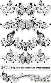 Stylish Butterflies Ornaments Vector Tattoo Templates Butterfly Pattern Tattoos