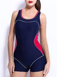 Plus Size Sport Professional Bottom Boyshorts Patchwork One Pieces Swimwear Women S One Piece Swimsuits Sport Swimwear One Piece