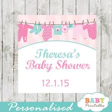 There are also different sizes available. Pink Tiffany Blue Clothesline Baby Shower Square Labels D153 Baby Printables