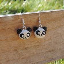 Creations Panda Sur A Little Market Bijoux En Pate Polymere Bijoux Fimo Boucle D Oreille Fimo
