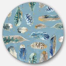 Celestial art painting, moon painting, turquoise wall art, moon art Designart Indigold Feathers Turquoise Pattern Farmhouse Metal Circle Wall Art Walmart Canada