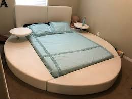 Shop for round beds for sale online at target. White Leather Queen Size Round Bed Frame With Tables Ebay