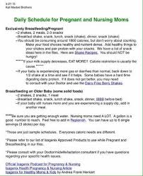 Daily Schedule For Pregnant Nursing Moms Isagenix