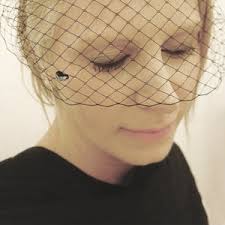 Black Short Veil Rhinestone Gothic Mask Women's Black Birdcage Veil Style  Headpiece Fishnet Mask