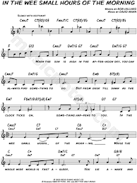 How to play in the wee small hours of… David Mann In The Wee Small Hours Of The Morning Sheet Music Leadsheet In C Major Transposable Download Print Sku Mn0093059