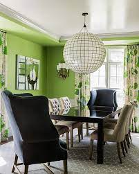 Having your dining room in green colour can give a sense freshness and natural feeling as green is associated with natural. Hudson Interiors Green Dining Room Living Room Green Eclectic Dining Room