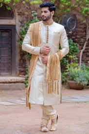 Adorable Cream Sherwani Set Wedding Dresses Men Indian Sherwani For Men Wedding Groom Dress Men