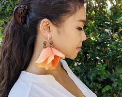 Tangerine Rose Earrings, Clip
