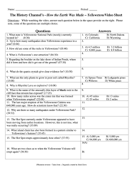 In these earth science worksheets, learners watch a movie about how the earth was made. How The Earth Was Made Yellowstone Video Worksheet Template Printable Pdf Download