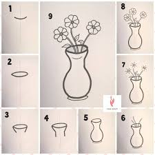 Branches and leaves.step 8we will paint the flower vase, we will paint the top blue.step 9to the right of which we will light a little, that is, white.and let's get a little darker on the left.step 10how to draw flower vase are a lot easier to design. Easy Sk H Flower Pot Drawing Novocom Top