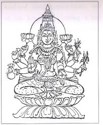 Black And White Mural Painting Outline Mahalakshmi Vijayalakshmi Viralakshmi Bhagyalakshmi Dhanalakshmi Dhanyalakshmi Santana Lakshmi Temple Art Hindu Art Tanjore Painting