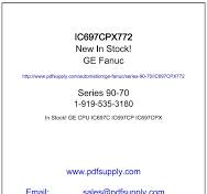 IC697CPX772 - GE Fanuc PLC Distributor In Stock! 90-30 90 ...