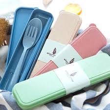Biru pink hijau kuning 1 set terdiri dari. Set Sendok Garpu Sumpit Travel Set Alat Makan Bahan Jerami Sendok Shopee Indonesia