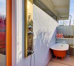 Part # pf267001 is a white door and for a black door, part # pf267002 is the replacement we offer. 3 Palms Outdoor Shower Bathtub Eclectic Patio Phoenix By Real Estate Judge Houzz