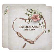 Wedding Vow Renewal Ribbon Heart With Rings Invitation Zazzle Com Romantic Wedding Gifts Wedding Vows Renewal Wedding Vows