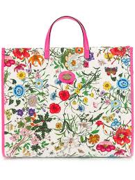 Skip to the beginning of the images gallery. Gucci Floral Print Tote Bag In White Modesens