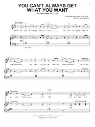 However, the strumming is quite challenging. Glee Cast You Can T Always Get What You Want Sheet Music Pdf Notes Chords Rock Score Piano Vocal Guitar Right Hand Melody Download Printable Sku 101605