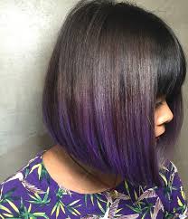 The smartly put accents of the rich black and purple hair put this ombre on its own level of femininity. Sleek Blunt Bob With Full Bangs And Purple Ombre The Latest Hairstyles For Men And Women 2020 Hairstyleology