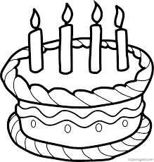 Pin the tail on the donkey. Simple 4th Birthday Cake Coloring Page Coloringall