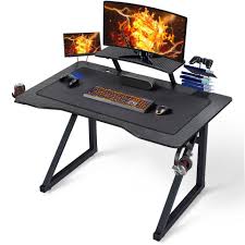 Der triste büroalltag ist dank der stehtische und deskbikes vorbei. Yaheetech Gamingtisch Computertisch Ergonomischer Pc Tisch K Formiger Schreibtisch Mit Bechenhalter Kopfhorerhalter Und Mauspad Schwarz Online Kaufen Otto