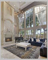 Beautiful Great Room The Tall Ceilings Windows Create Such Drama Fireplace At Sitting Hei Luxury Homes Luxury Homes Dream Houses Mansion Interior