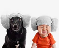 A Boy And His Rescue Dog With Matching Headgear Dog Friends Baby Dogs Dog Wear