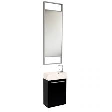 Available in grey oak, glossy white, wenge, or larch canapa finish. 15 5 Inch Small Black Modern Wall Mount Bathroom Vanity Set On Sale