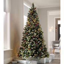 Pre Lit Victorian Snow Berries Cones Christmas Tree7 Ft 2 1 M Best Artificial Christmas Trees Christmas Tree Lighting Cone Christmas Trees