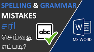 Spelling And Grammar Check In Ms Word Tamil Youtube