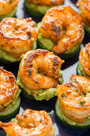 Arrange shrimp on a serving plate. Avocado Cucumber Shrimp Appetizers Natashaskitchen Com