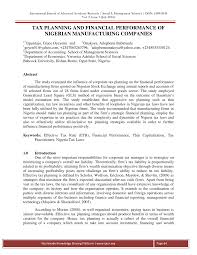 Income tax rate › see all malaysia indicators, › see income tax rate. Pdf Tax Planning And Financial Performance Of Nigerian Manufacturing Companies
