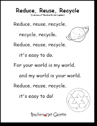 Original printable kids poems for earth day, teaching children about recycling and reducing consumption. Printable Worksheets Teaching Aids Print Ready Documents In Pdf Format April 2009 Teachers Net Gazette