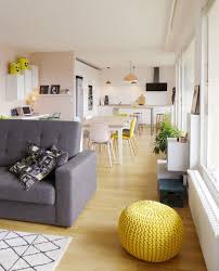 Skea Designer Polychrome Salon Colore Canape Gris Fonce Salon Canape Gris