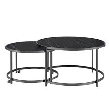 Shop wayfair for all the best glass round coffee tables. Steve Silver Rayne 2 Piece 36 In Black Chrome Medium Round Glass Coffee Table Set With Nesting Tables Ry300ncb The Home Depot
