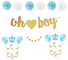 17pc Blue And Gold Oh Boy Baby Shower Decorations For Boy Baby Shower Decorations For Boys Diy Baby Shower Gifts Creative Baby Shower