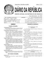 Between 1869 and 1976, it was called diário do governo. Diario Da Republica Angola Republica